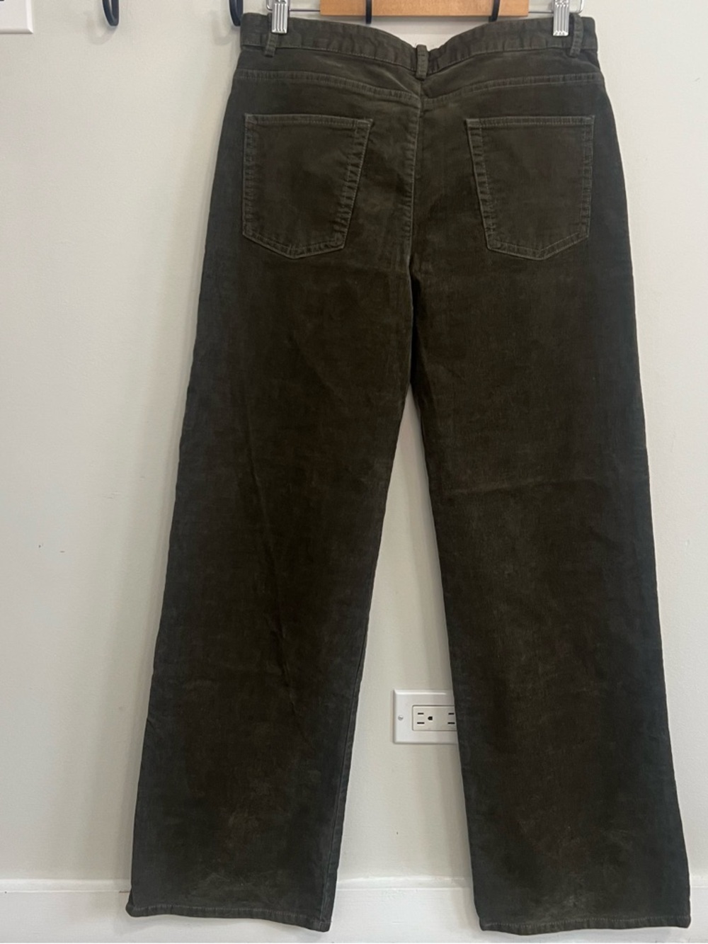 NWT Zara Dark Olive/Brown Corduroy Pants Career Careerwear Work Office Wide Leg - Picture 6 of 9